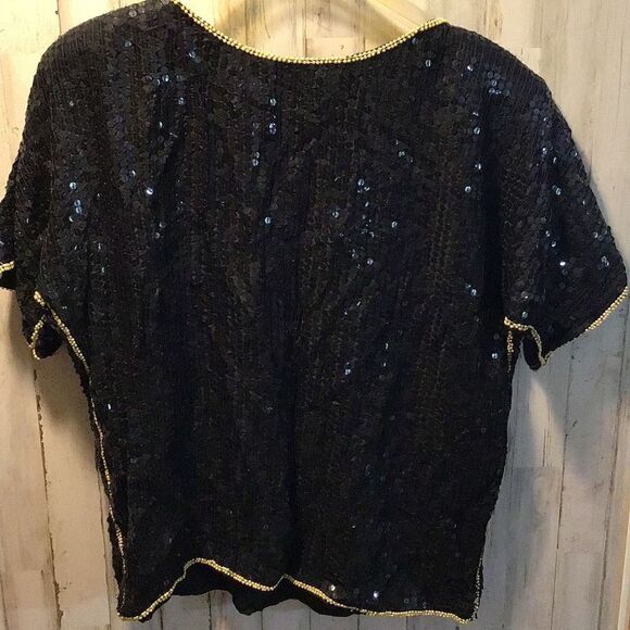 Blouse vintage sequin Joseph Le Bon silk blouse size large missing few beads on - Picture 4 of 7